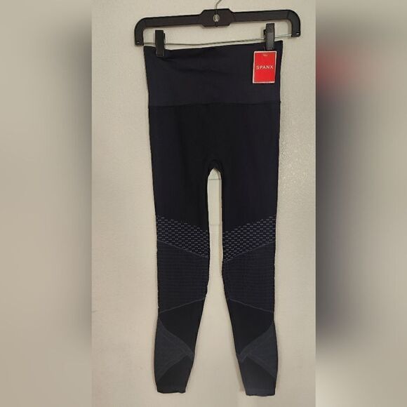 Spanx Look At Me Know Seamless Moto Leggings Indigo Sky Size Large - Picture 11 of 13